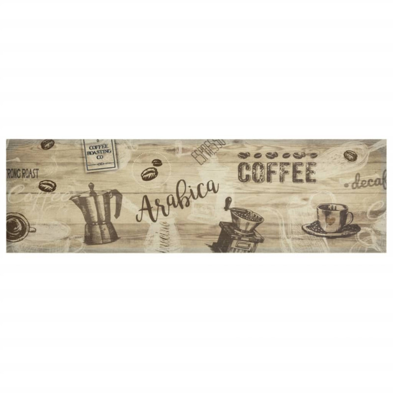 Produktbild för Köksmatta maskintvättbar kaffe brun 45x150 cm sammet