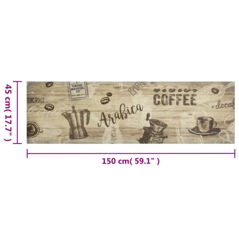 Produktbild för Köksmatta maskintvättbar kaffe brun 45x150 cm sammet