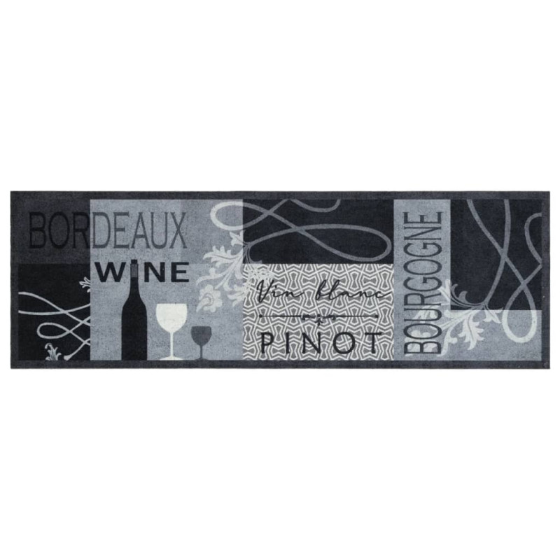 Produktbild för Köksmatta maskintvättbar Wine grå 60x180 cm sammet