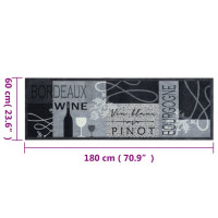 Miniatyr av produktbild för Köksmatta maskintvättbar Wine grå 60x180 cm sammet