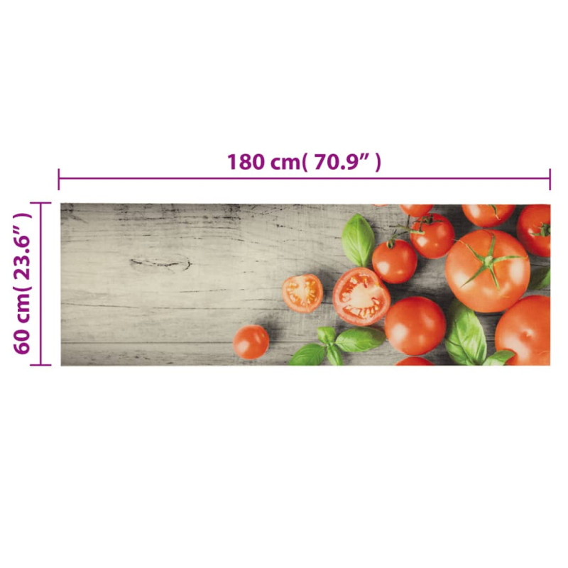 Produktbild för Köksmatta maskintvättbar tomater 60x180 cm sammet