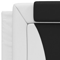 Miniatyr av produktbild för Sängram med huvudgavel vit och svart 90x200 cm konstläder