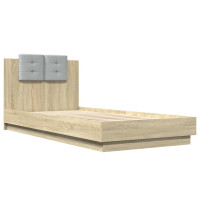 Miniatyr av produktbild för Sängram med huvudgavel sonoma-ek 100x200 cm konstruerat trä