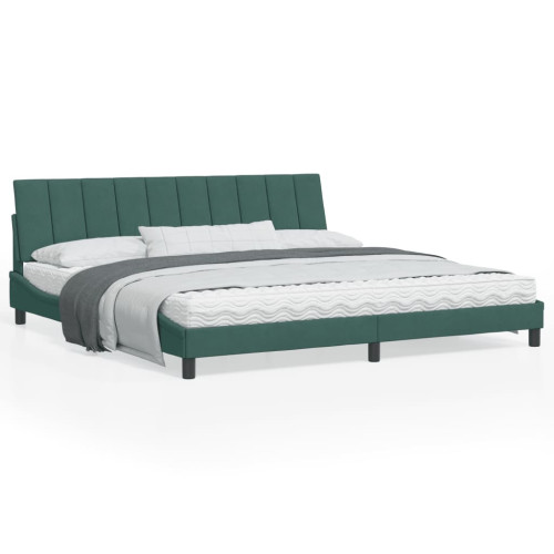 vidaXL Bed Frame with LED without Mattress "Hanko" Dark Green 200x200 cm Velvet - Sängar & Sängramar