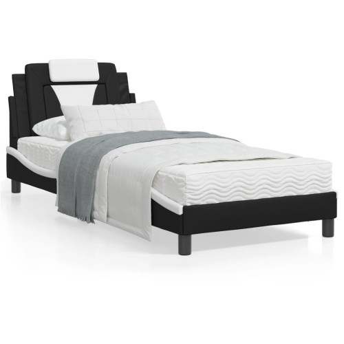 vidaXL Bed Frame "Viana" without Mattress Black and White 90x200 cm Faux Leather - Sängar & Sängramar