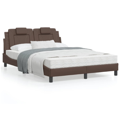 vidaXL Bed Frame "Viana" with LED without Mattress Brown 120x200 cm - Sängar & Sängramar