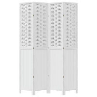 Miniatyr av produktbild för Rumsavdelare 4 paneler vit massivt kejsarträ