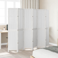Miniatyr av produktbild för Rumsavdelare 6 paneler vit massivt kejsarträ