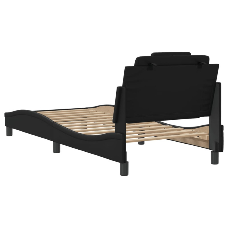 Produktbild för Sängram med huvudgavel svart 90x200 cm konstläder