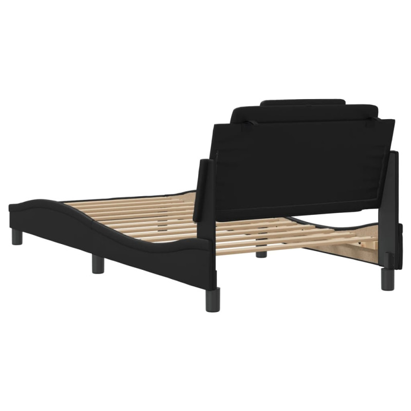 Produktbild för Sängram med huvudgavel svart 100x200 cm konstläder