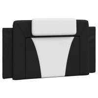 Miniatyr av produktbild för Sängram med huvudgavel svart och vit 100x200 cm konstläder