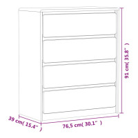 Produktbild för Byrå SAUDA ek 76,5x39x91 cm massiv furu