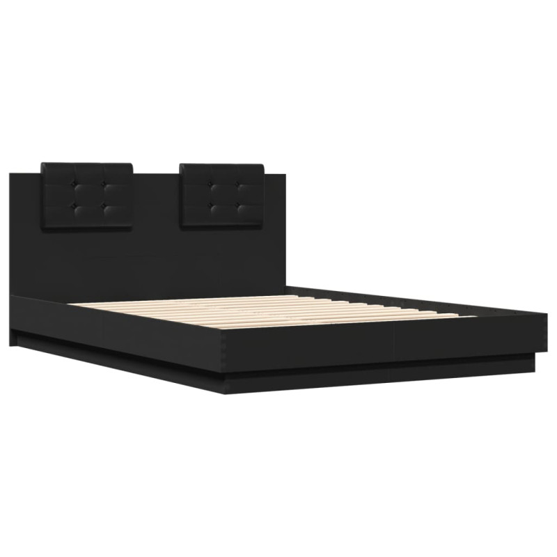 Produktbild för Sängram med huvudgavel svart 140x200 cm konstruerat trä