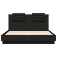 Miniatyr av produktbild för Sängram med huvudgavel svart 140x200 cm konstruerat trä