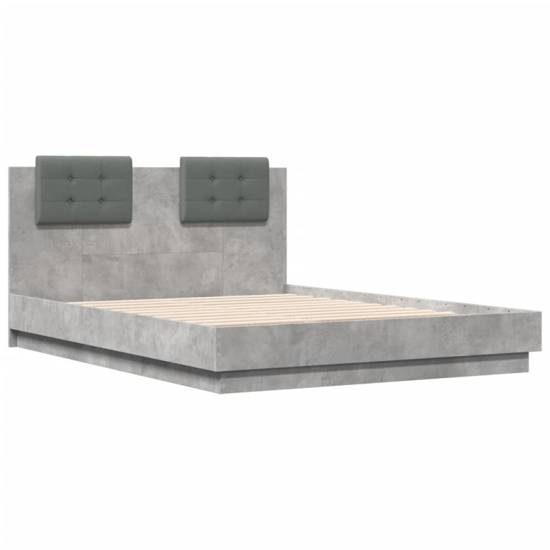 Produktbild för Sängram med huvudgavel betonggrå 135x190 cm konstruerat trä