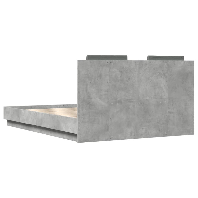 Produktbild för Sängram med huvudgavel betonggrå 135x190 cm konstruerat trä