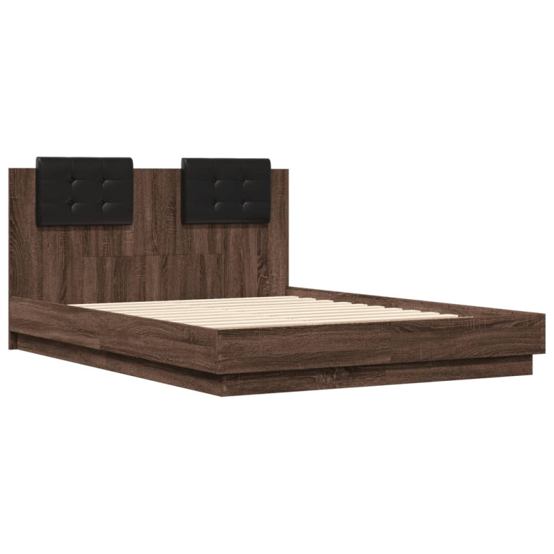 Produktbild för Sängram med huvudgavel brun ek 135x190 cm konstruerat trä