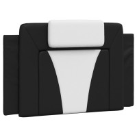 Miniatyr av produktbild för Sängram med huvudgavel svart och vit 90x190 cm konstläder