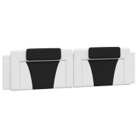 Miniatyr av produktbild för Sängram med huvudgavel vit och svart 200x200 cm konstläder