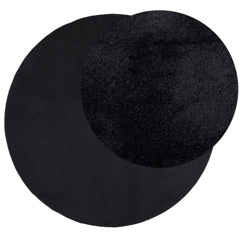 Produktbild för Matta OVIEDO kort lugg svart Ø 100 cm