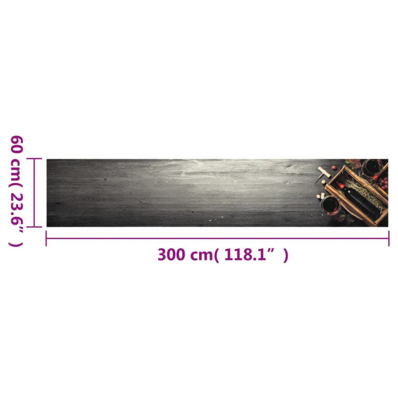 Produktbild för Köksmatta maskintvättbar vinflaska 60x300 cm sammet