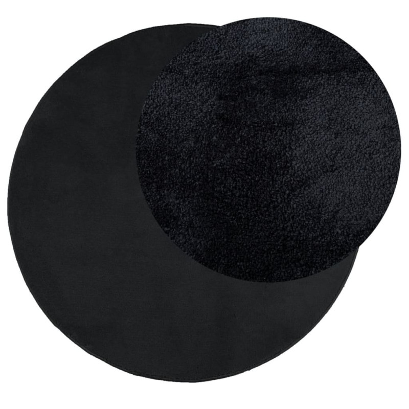 Produktbild för Matta OVIEDO kort lugg svart Ø 120 cm