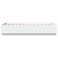 Miniatyr av produktbild för Sängram med LEDs vit 160x200 cm konstruerat trä