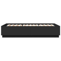 Miniatyr av produktbild för Sängram med LEDs svart 150x200 cm konstruerat trä