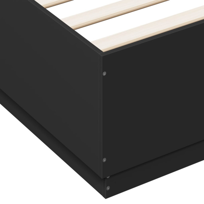 Produktbild för Sängram med LEDs svart 150x200 cm konstruerat trä