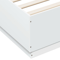 Miniatyr av produktbild för Sängram med LEDs vit 140x200 cm konstruerad trä