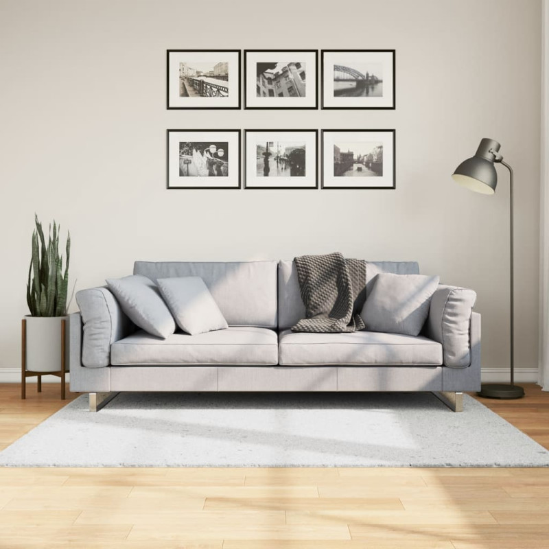 Produktbild för Matta OVIEDO kort lugg grå 120x120 cm