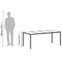 Produktbild för Trädgårdsbord med glasskiva ljusgrå 190x90x75 cm konstrotting