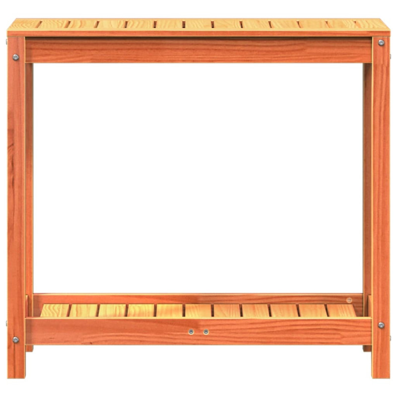 Produktbild för Växtbord med hylla vaxad brun 82,5x35x75 cm massiv furu