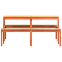 Miniatyr av produktbild för Picknickbord vaxad brun 160x134x75 cm massivt trä