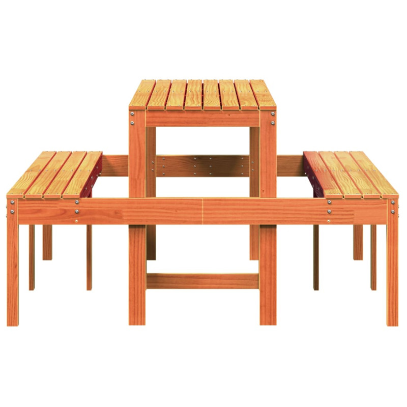 Produktbild för Picknickbord vaxad brun 160x134x75 cm massivt trä