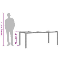 Produktbild för Trädgårdsbord med glasskiva svart 190x90x75 cm konstrotting