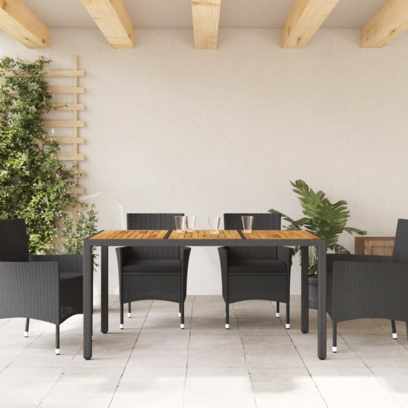 Produktbild för Trädgårdsbord med akaciaträ svart 150x90x75 cm konstrotting