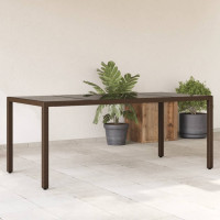 Produktbild för Trädgårdsbord med glasskiva brun 190x90x75 cm konstrotting
