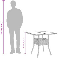 Produktbild för Trädgårdsbord med glasskiva svart 80x80x75 cm konstrotting