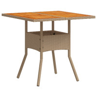 Produktbild för Trädgårdsbord beige 80x80x75 cm konstrotting akaciaträ