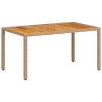 Produktbild för Trädgårdsbord beige 150x90x75 cm konstrotting akaciaträ