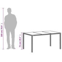 Produktbild för Trädgårdsbord med glasskiva ljusgrå 150x90x75 cm konstrotting