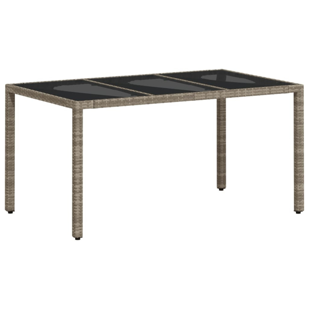 Produktbild för Trädgårdsbord med glasskiva ljusgrå 150x90x75 cm konstrotting