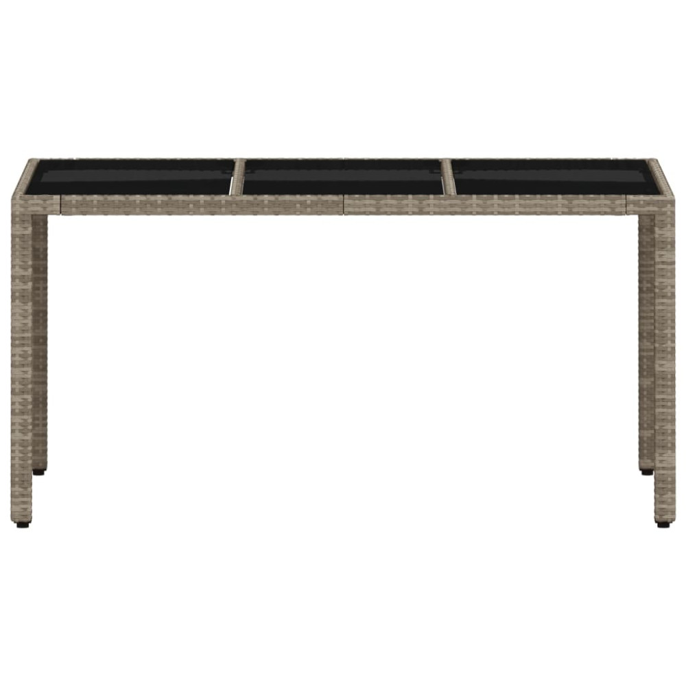 Produktbild för Trädgårdsbord med glasskiva ljusgrå 150x90x75 cm konstrotting