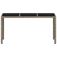 Produktbild för Trädgårdsbord med glasskiva ljusgrå 150x90x75 cm konstrotting