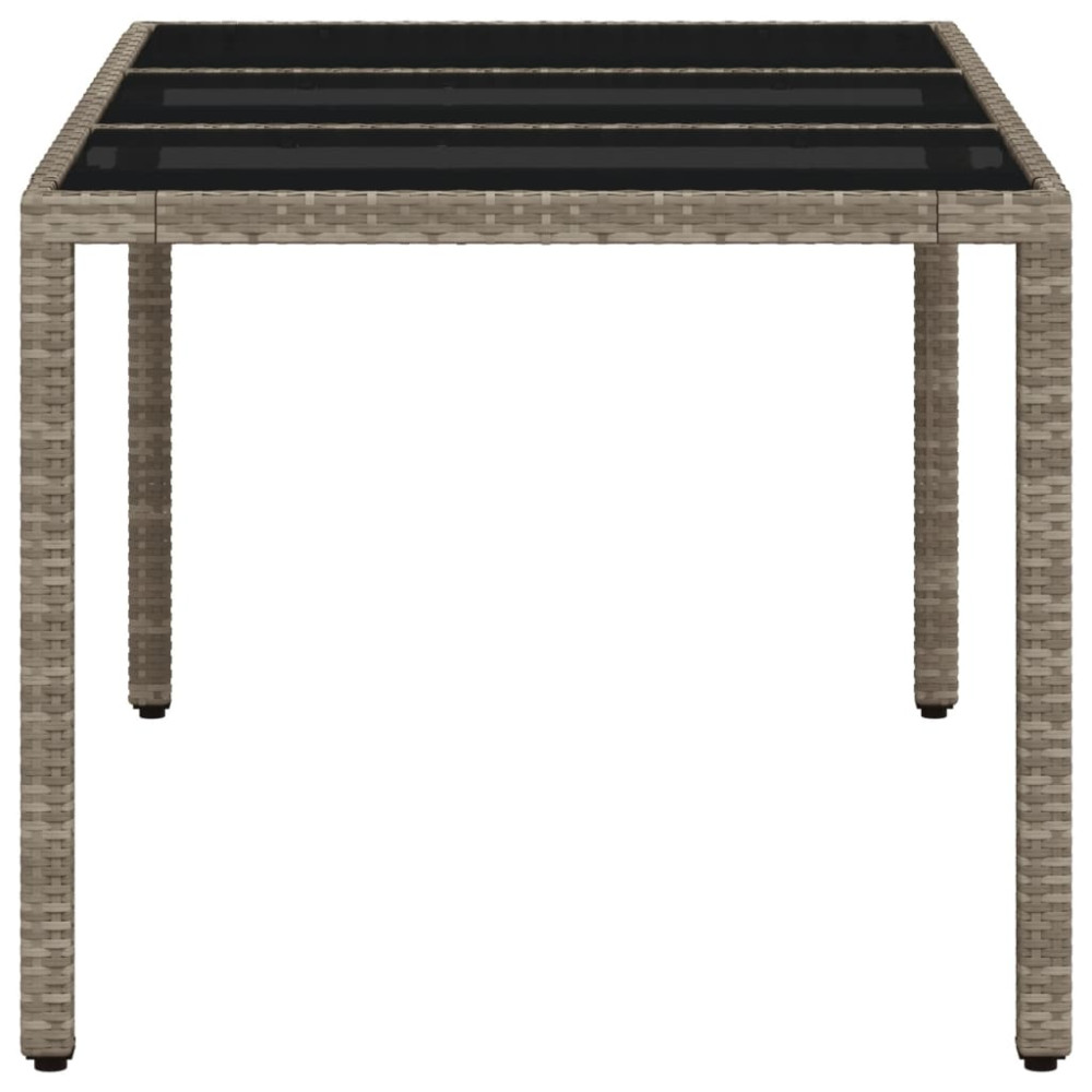 Produktbild för Trädgårdsbord med glasskiva ljusgrå 150x90x75 cm konstrotting