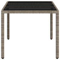 Produktbild för Trädgårdsbord med glasskiva ljusgrå 150x90x75 cm konstrotting