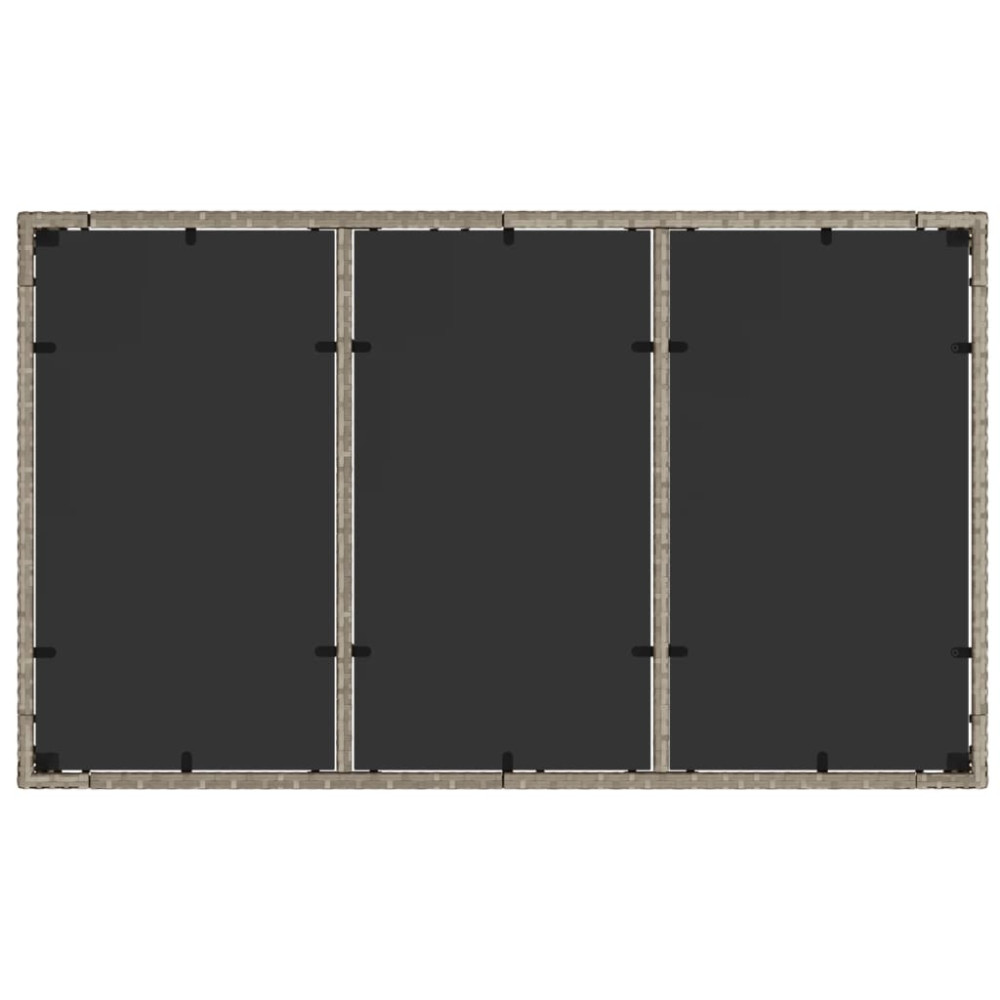 Produktbild för Trädgårdsbord med glasskiva ljusgrå 150x90x75 cm konstrotting