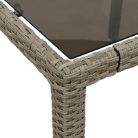 Produktbild för Trädgårdsbord med glasskiva ljusgrå 150x90x75 cm konstrotting