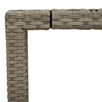 Produktbild för Trädgårdsbord med glasskiva ljusgrå 150x90x75 cm konstrotting